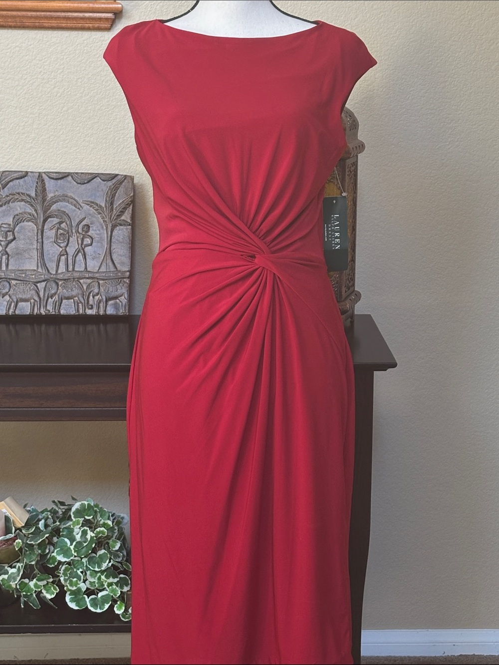 Lauren Ralph Lauren Red Knot-Detail Maxi Dress